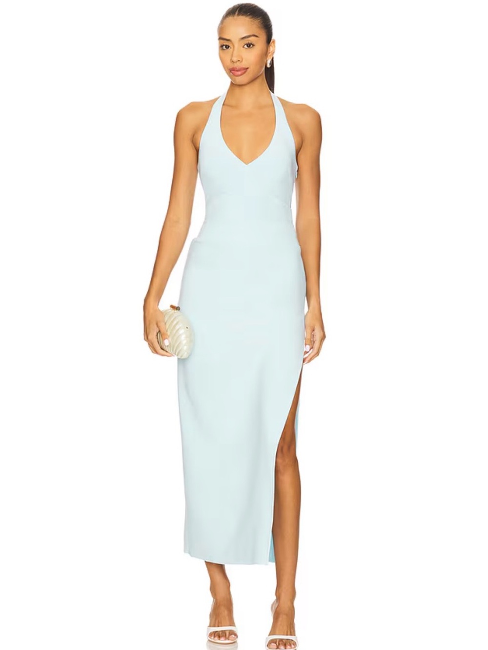BEC + BRIDGE Pale Blue Halter Maxi Dress with Side Slit
